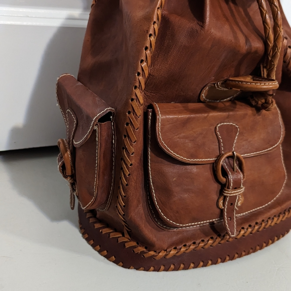Vintage genuine leather backpack purse - Picture 3 of 5